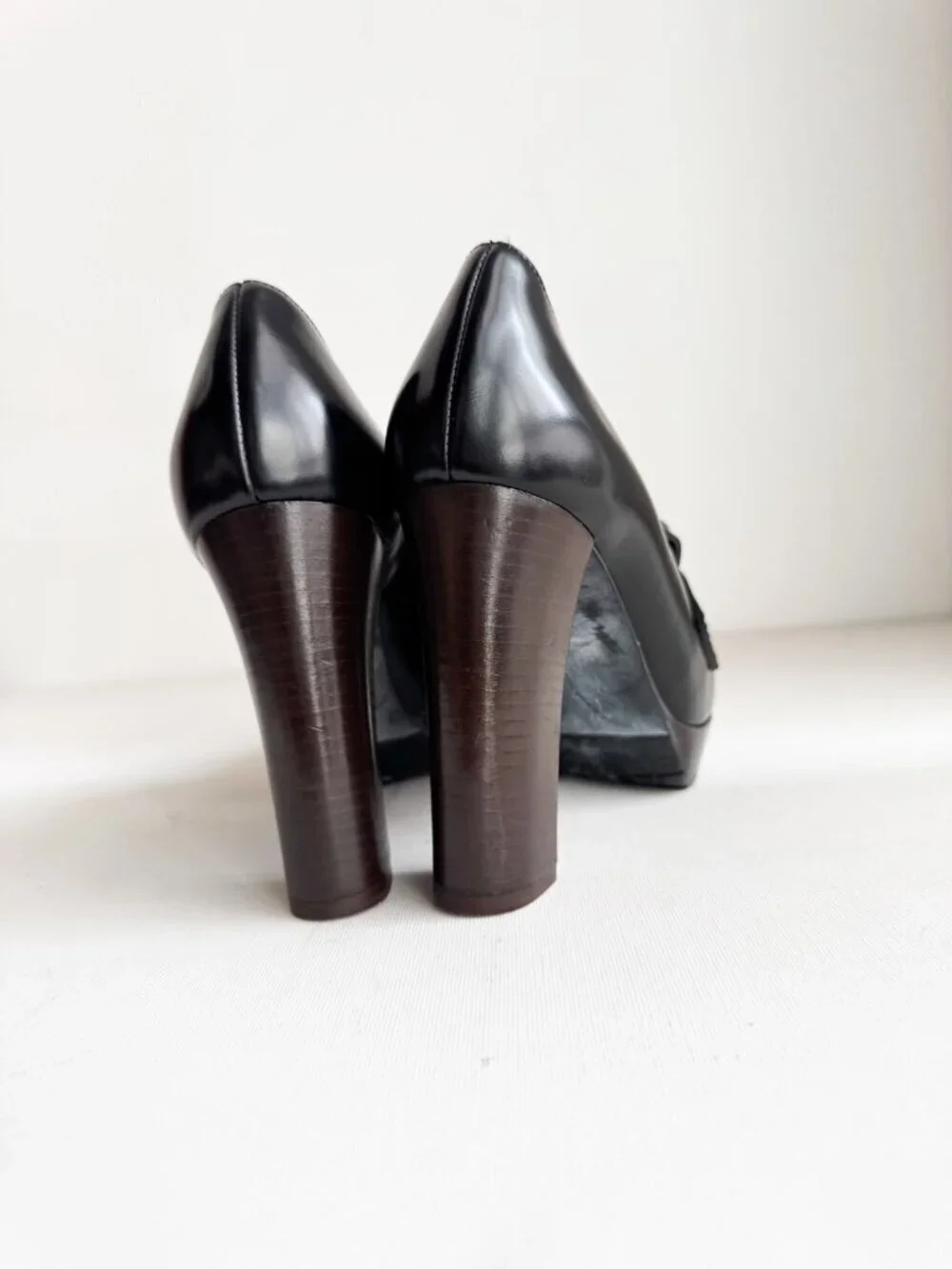 Marni Black Leather Tassle Detail Chunky heel Loafers 39